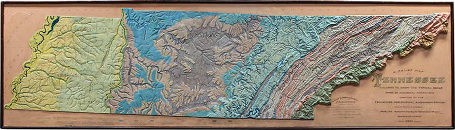 A Relief Map Of Tennessee   Map 