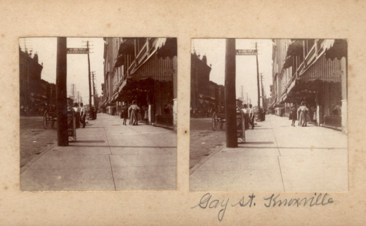 Stereograph of Gay Street in Knoxville