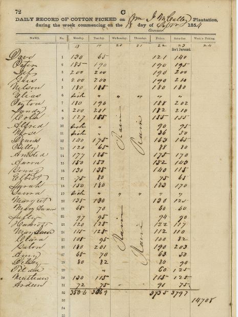 McCalley Plantation Record