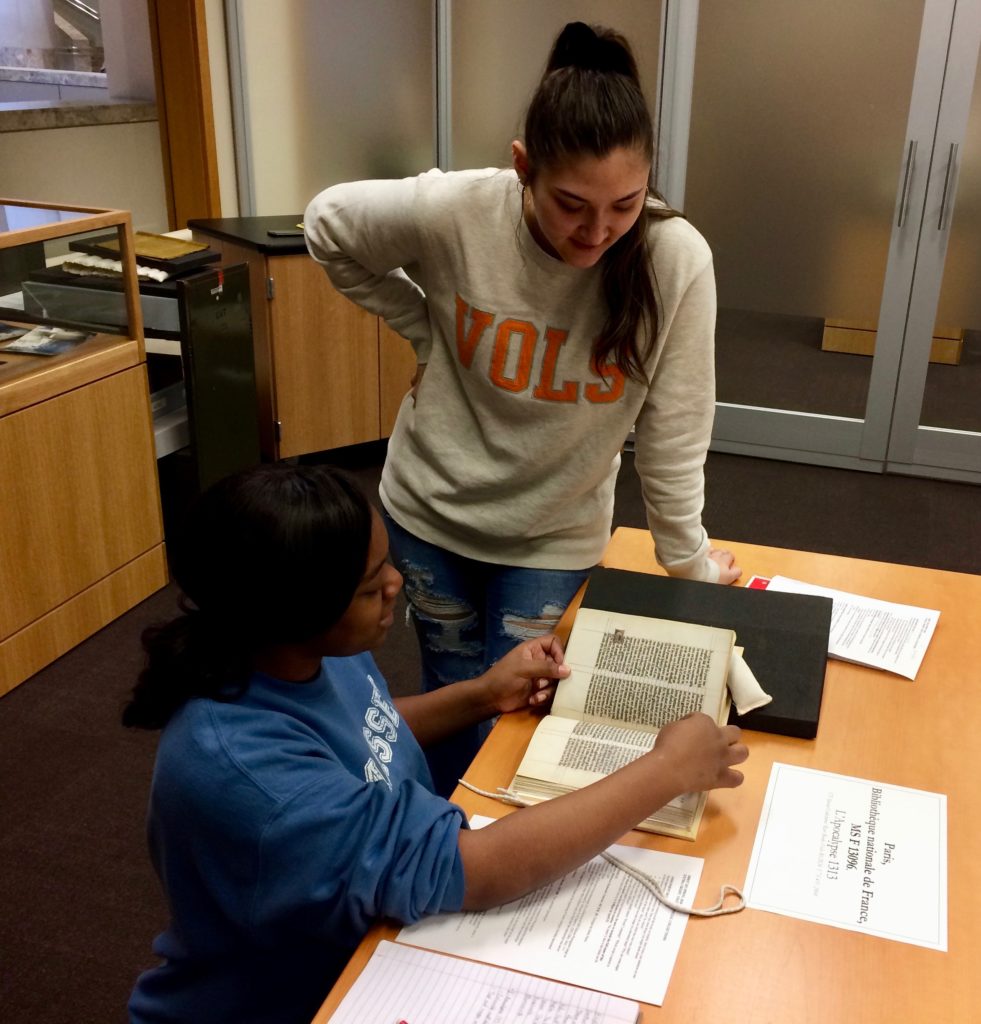 Students interact with Special Collections