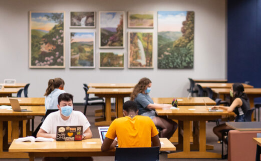 students in the miles reading room