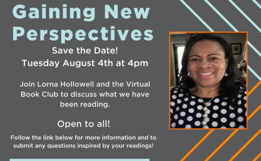 Gaining New Perspectives Talk Invite featuring photograph of Lorna Hollowell