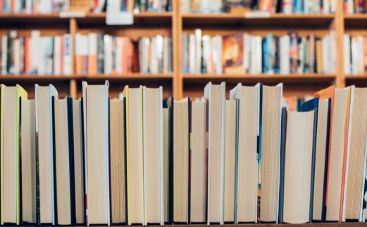 Stack of library books