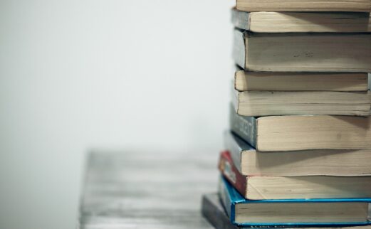 Photograph of a stack of 10 books
