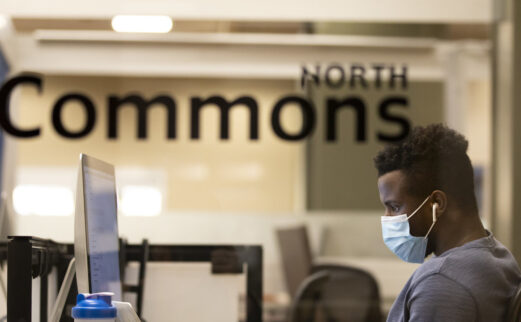 A student studies inside of Hodges Library