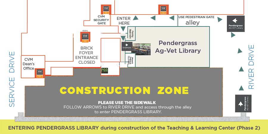 Map of new entrance to Pendergrass library