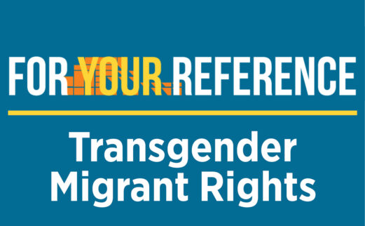 For Your Reference Logo Image with episode 3 topic: Transgender Migrant Rights