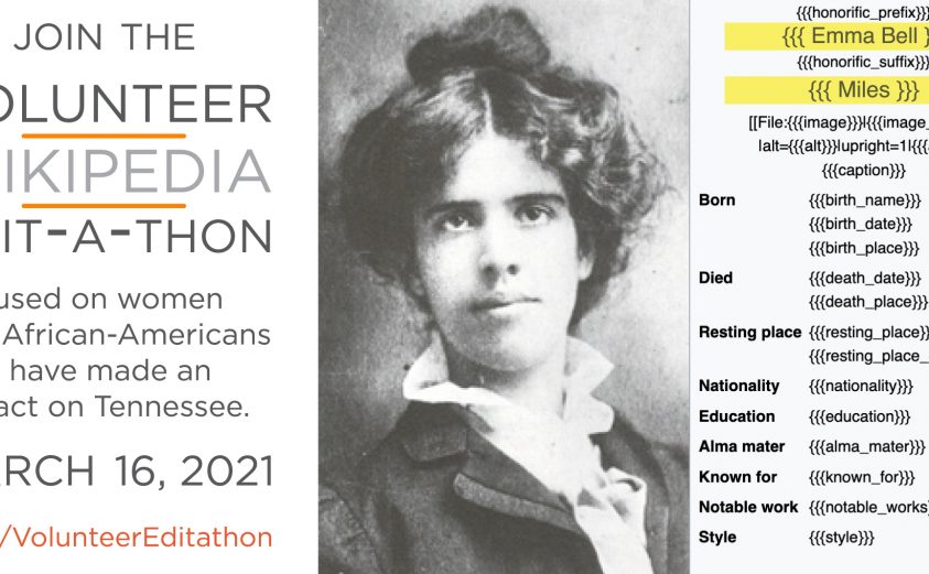 Image of Emma Bell Miles with information about Joining the Volunteer Wikipedia Edit-a-thon on March 16, 2021