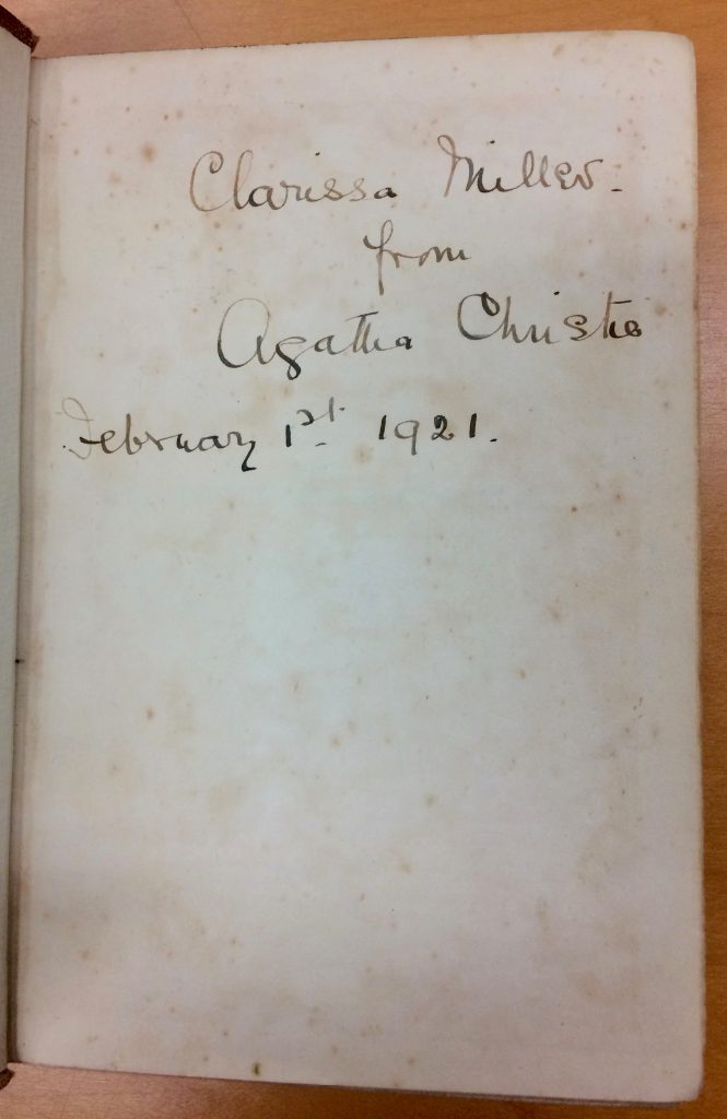 Photograph of The Mysterious Affair at Styles Inscription: Presented to Clarrisa Miller, mother of Christie