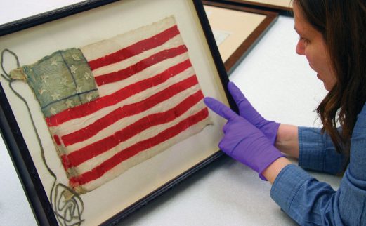 Photograph of an American flag in a case