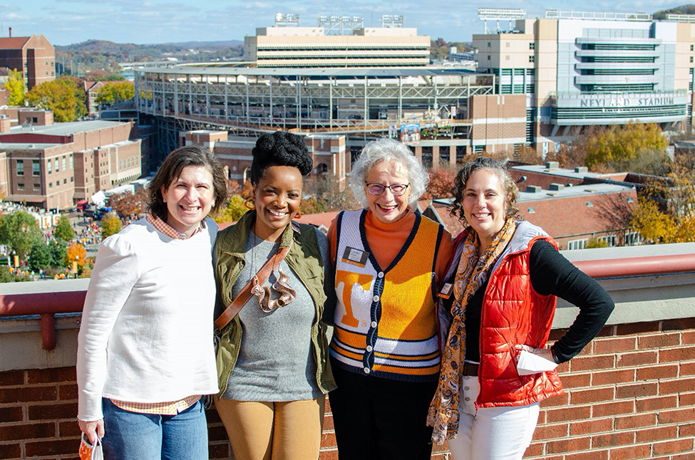 2021 Tailgate attendees enjoy the view from Hodges Library