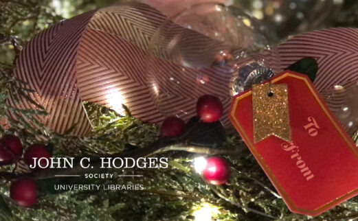 Photograph of a gift tag on a Christmas tree