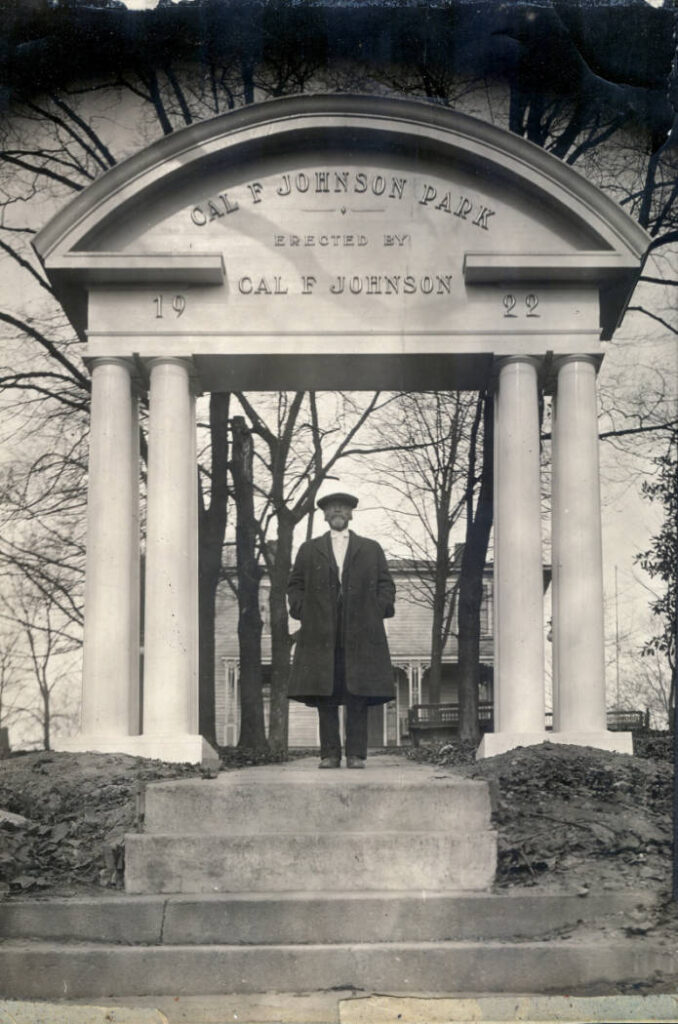 Cal Johnson, a former slave and a successful Knoxville businessman, pictured at the park named in his honor, 1920
