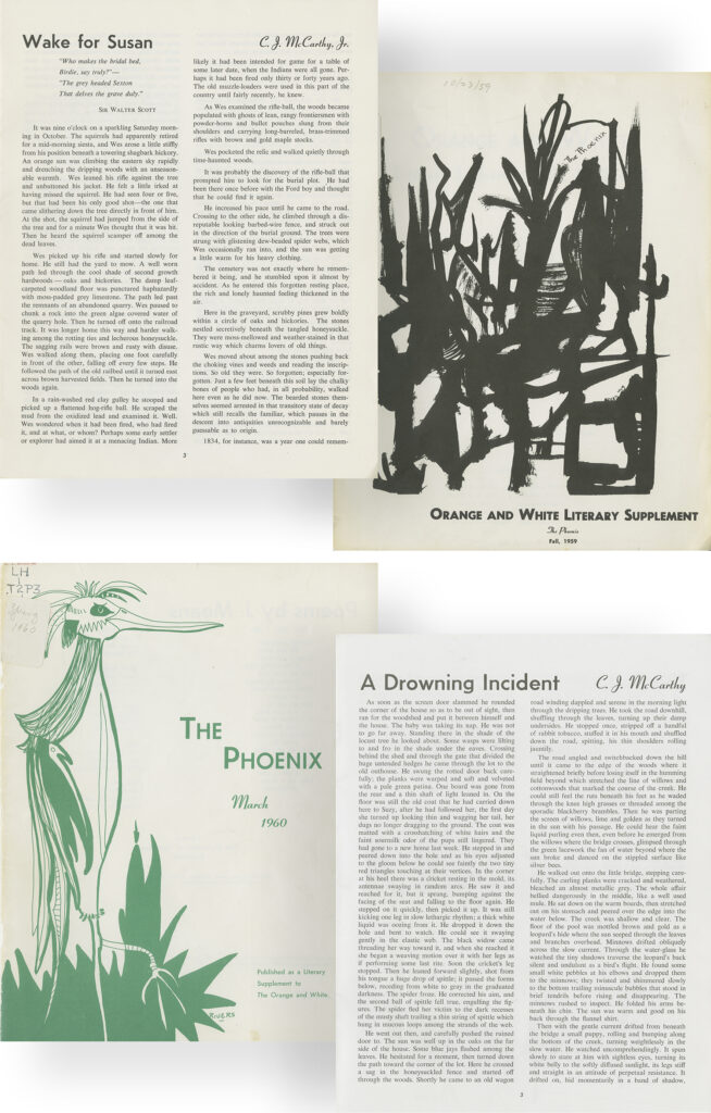 Cormac McCarthy stories in the Phoenix literary magazine, 1959 and 1960
